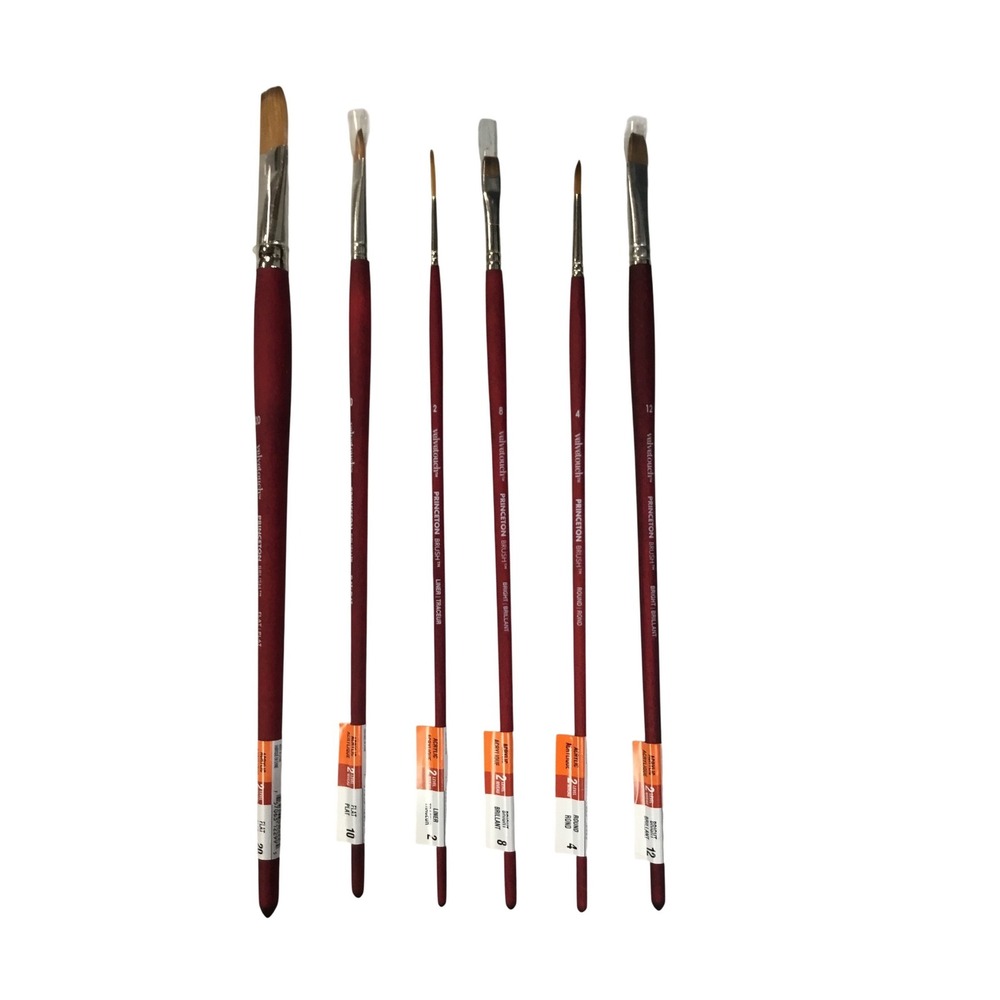 Princeton Velvetouch Artist Brush Set 6 Piece Acrylic‎ Oil Watercolor Bright